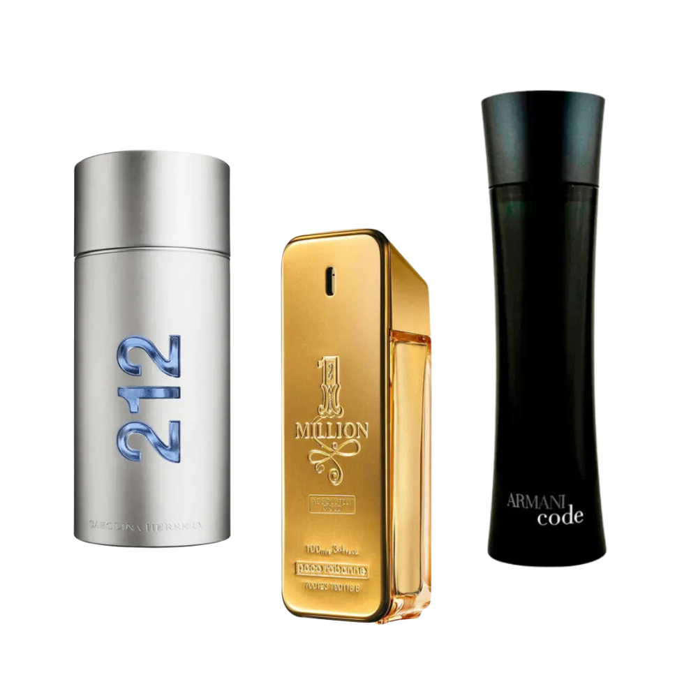 3 Parfums 212 Men NYC, Paco Rabanne One Million, Armani Code Homme (Eau de Parfum) 100ml  - Pour hommes