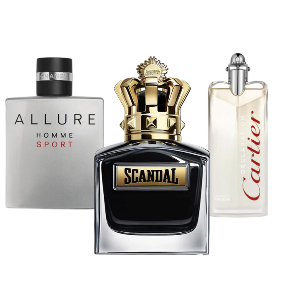 3 Parfums Allure Homme Sport, Jean Paul Gaultier Scandal, Cartier Declaration (Eau de Parfum) 100ml