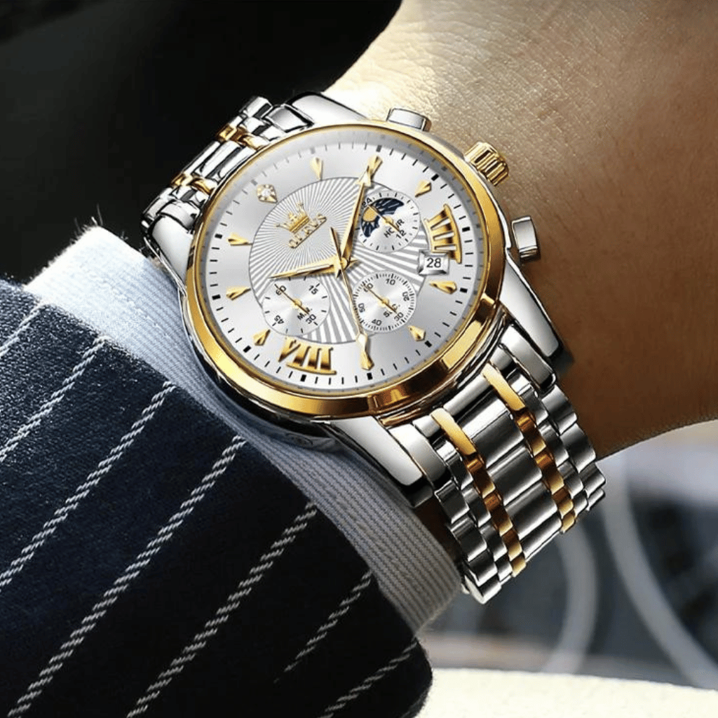 Olevs Montre Homme Chronographe Biarritz | Argente/Doré