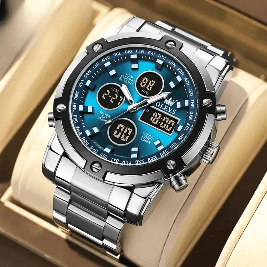 Olevs Montre Homme Chronographe Toulon | Bleue